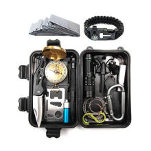 Survival Gear Kit, 15 in 1 Emergency Survival Kit with Professional Tactical Defense Equitment Tool Knife Blanket Bracelet